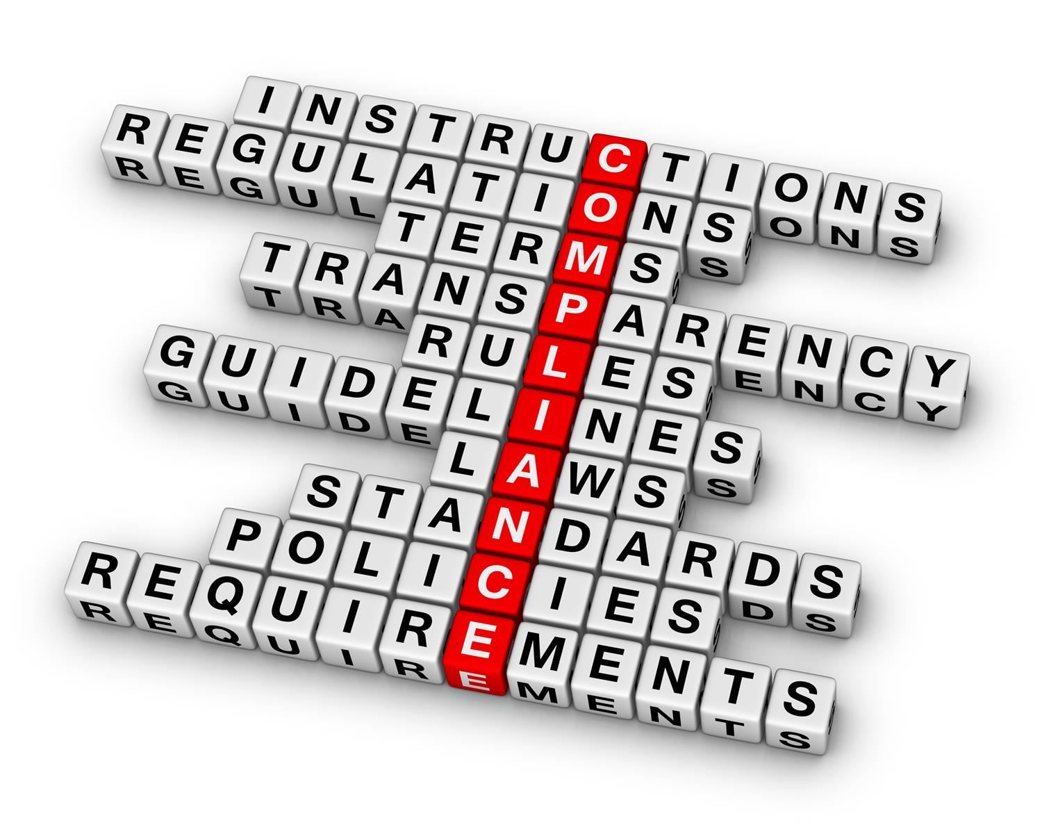 The Word Compliance as part of a crossword puzzle 