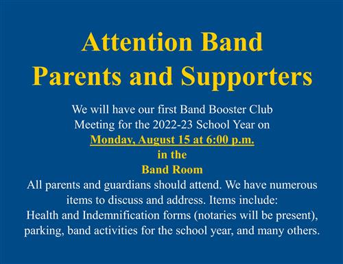 Booster Club Meeting Announcement